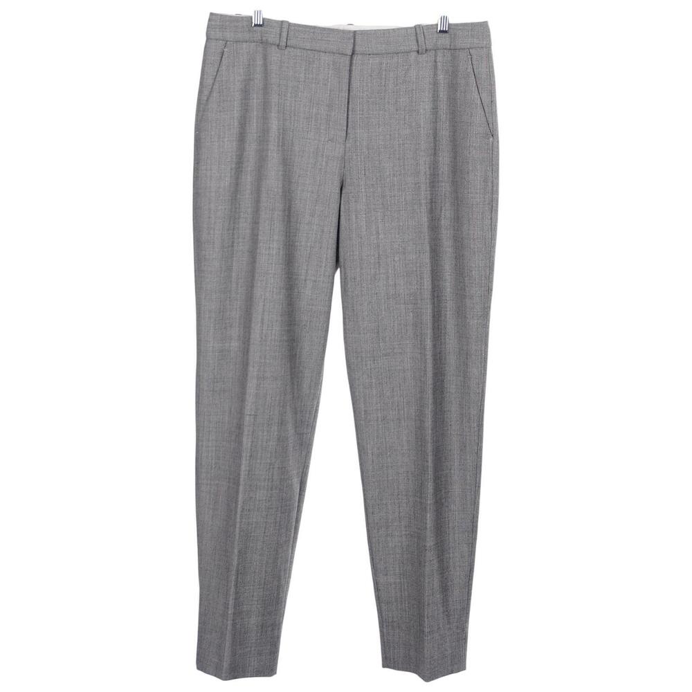 M.M.LaFleur Trousers 12 Gray Washable Wool Blend Tapered Leg Lined Pockets Pants